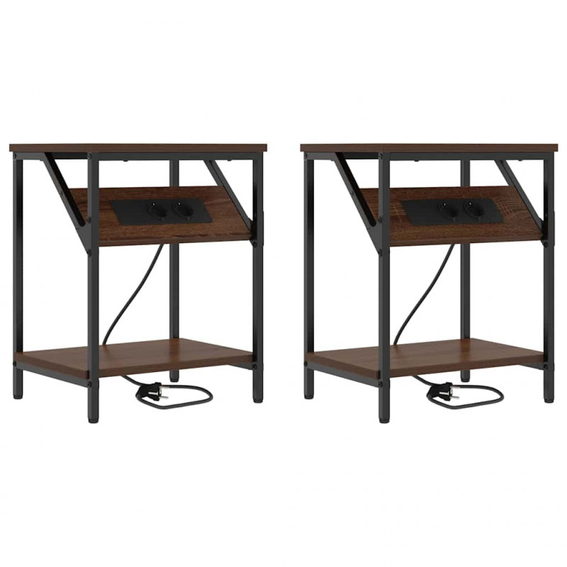 Szafka Nocna 2 pcs Brązowy dąb 38 x 30 x 48 cm