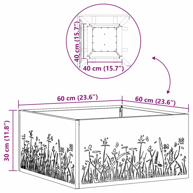 Kominek Brązowy 60 x 60 x 30 cm