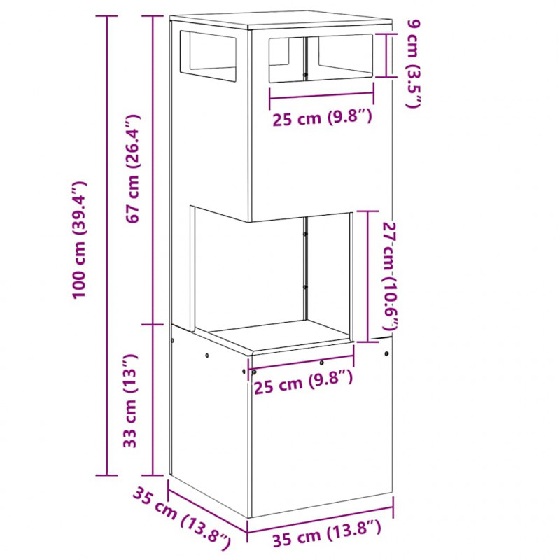 Kominek Czarny 35 x 35 x 100 cm Stal