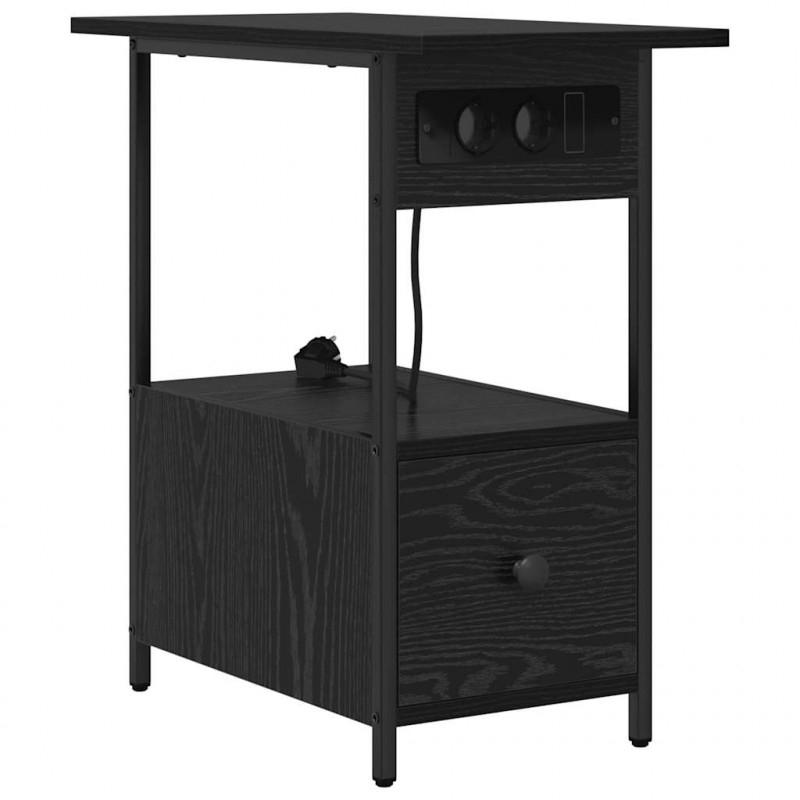 Szafka Nocna Czarny Dąb 60 x 30 x 61 cm Materiał drewnopochodny