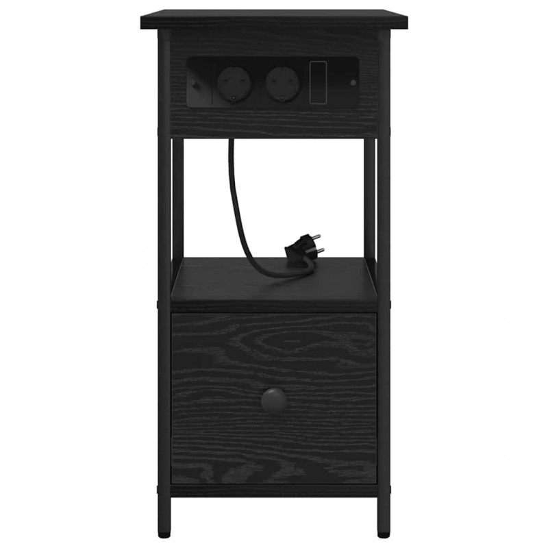 Szafka Nocna Czarny Dąb 60 x 30 x 61 cm Materiał drewnopochodny