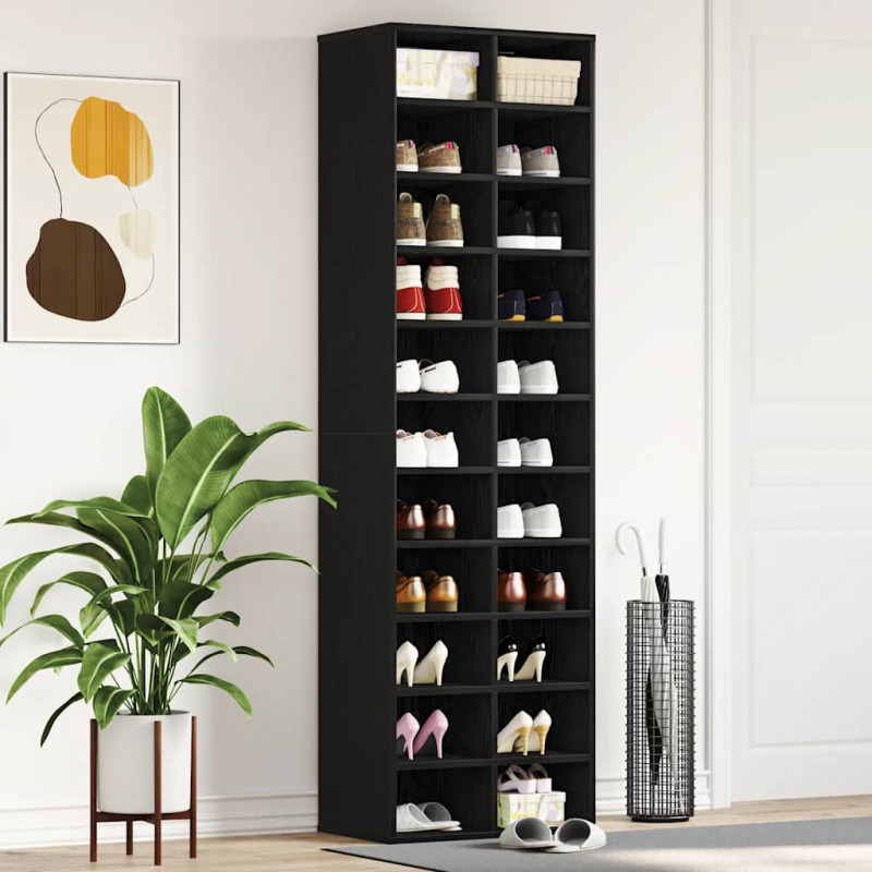 Szafka na buty Czarny dąb 54x34x183 cm Drewno klejone