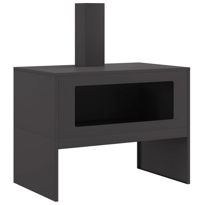 Kominek Czarny 80 x 50 x 96 cm Stal zimnogięta