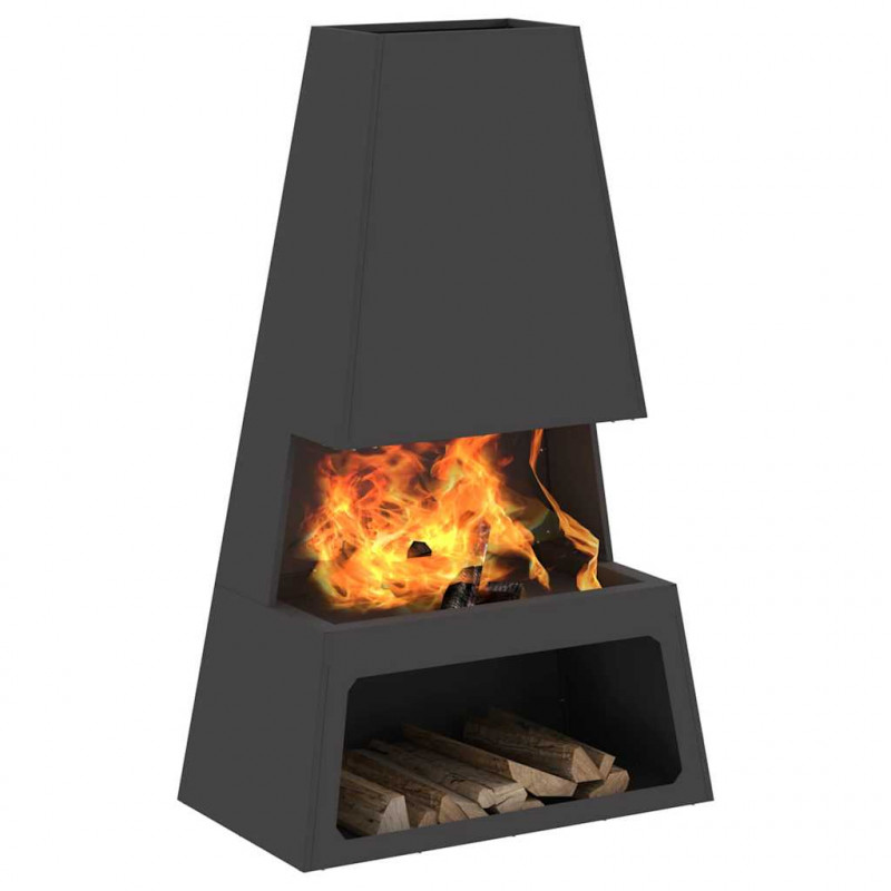 Kominek Czarny 60 x 35 x 100 cm Stal