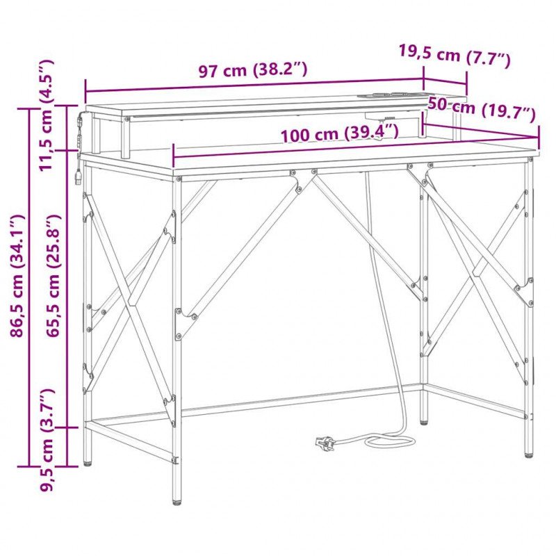 Biurko Dąb wędzony 100 x 50 x 86,5 cm Materiał drewnopochodny