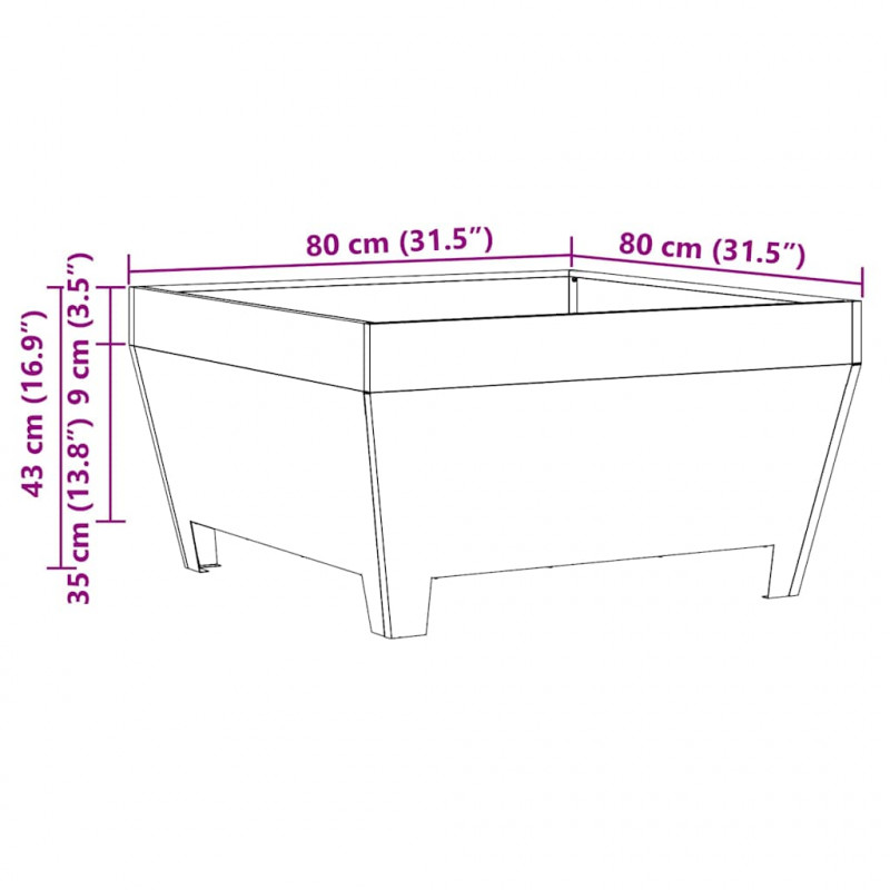 Kominek Czarny 80 x 80 x 43 cm Stal