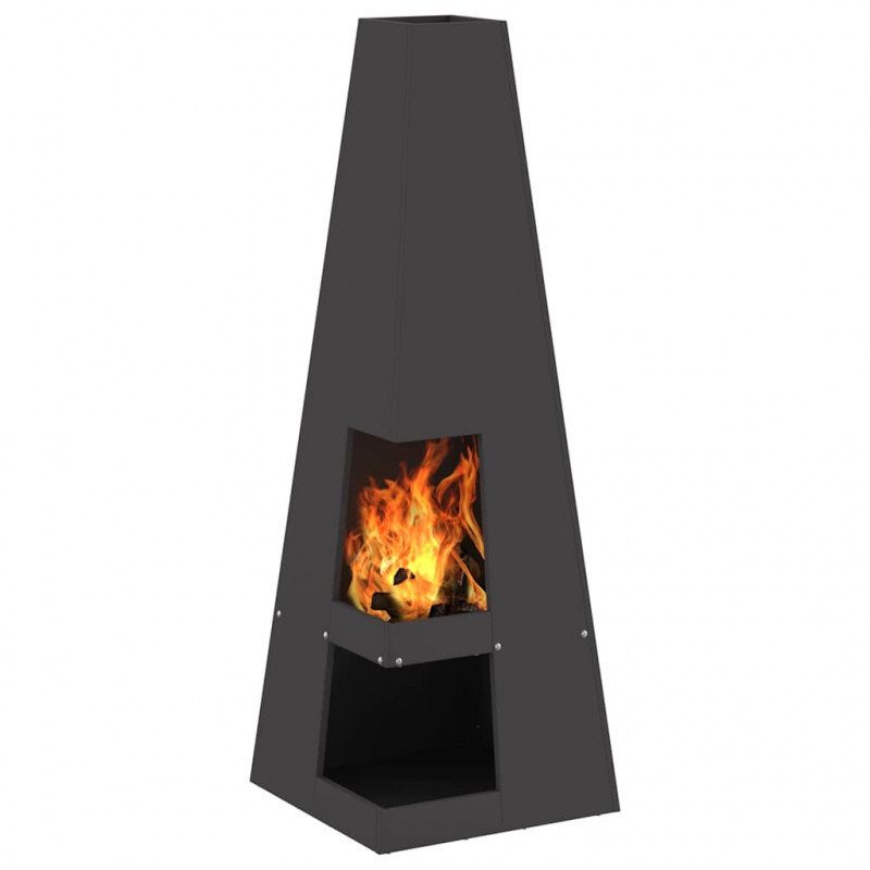 Kominek Czarny 35 x 35 x 100 cm Stal