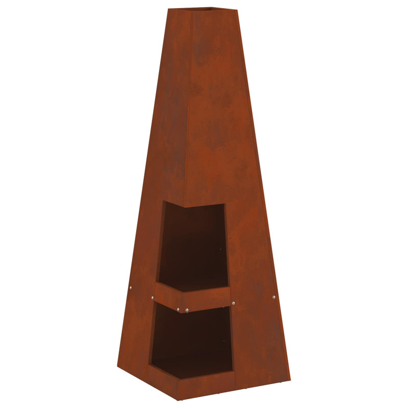 Kominek Brązowy 35 x 35 x 100 cm Stal pogodowa