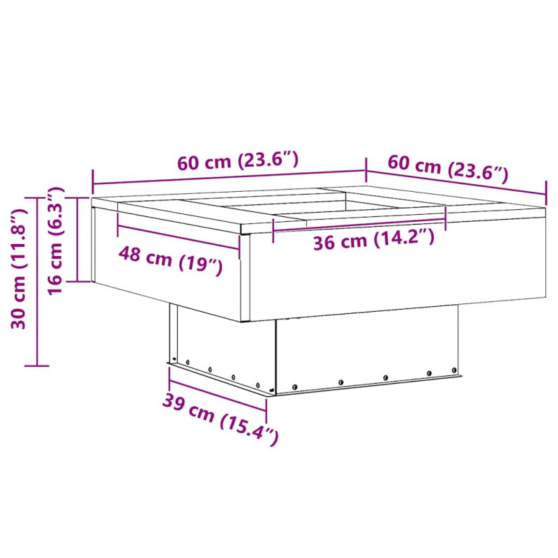 Kominek Czarny 60 x 60 x 30 cm Stal