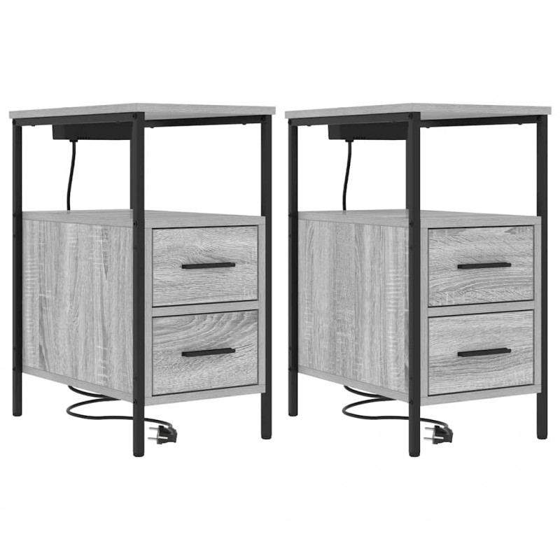 Szafka Nocna z szufladą 2 pcs Szary Sonoma 30 x 48 x 61 cm