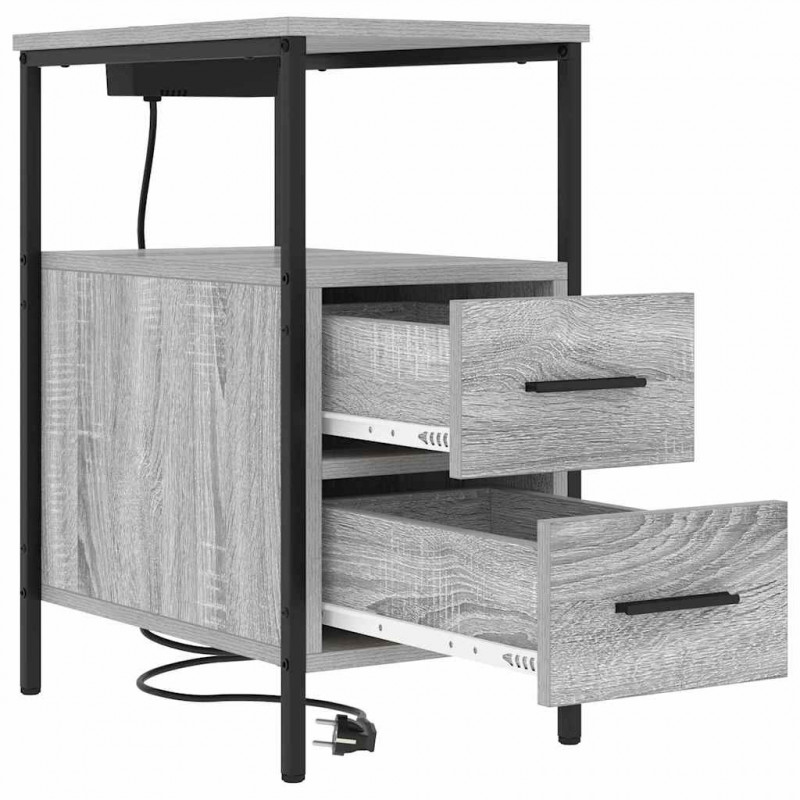 Szafka Nocna z szufladą 2 pcs Szary Sonoma 30 x 48 x 61 cm