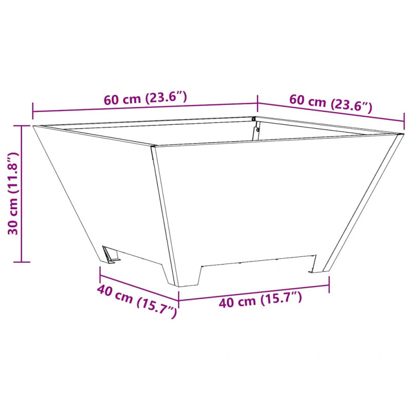 Kominek Czarny 60 x 60 x 30 cm Stal