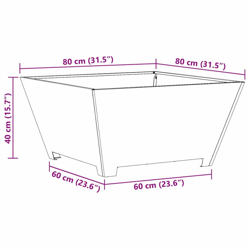 Kominek Czarny 80 x 80 x 40 cm Stal