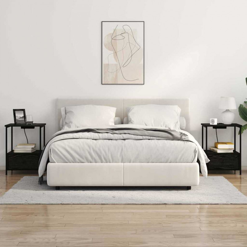 Szafka Nocna z szufladą 2 pcs Czarny Dąb 42 x 41 x 56 cm