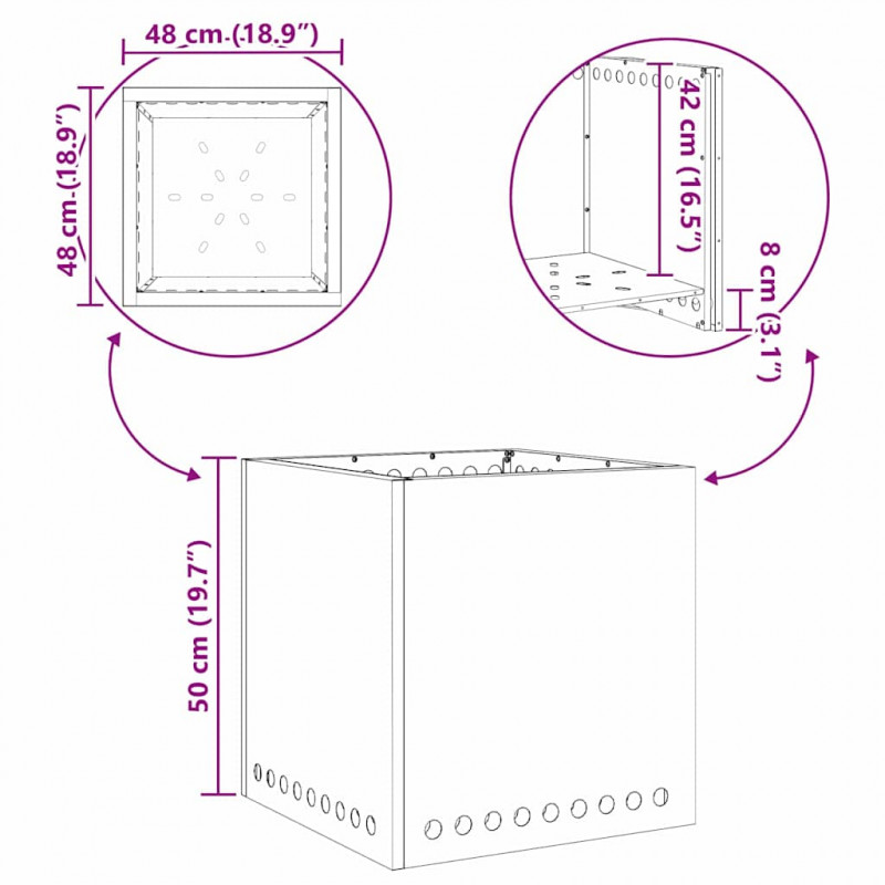 Bezdymny kominek ogrodowy Czarny 48 x 48 x 50 cm Stal