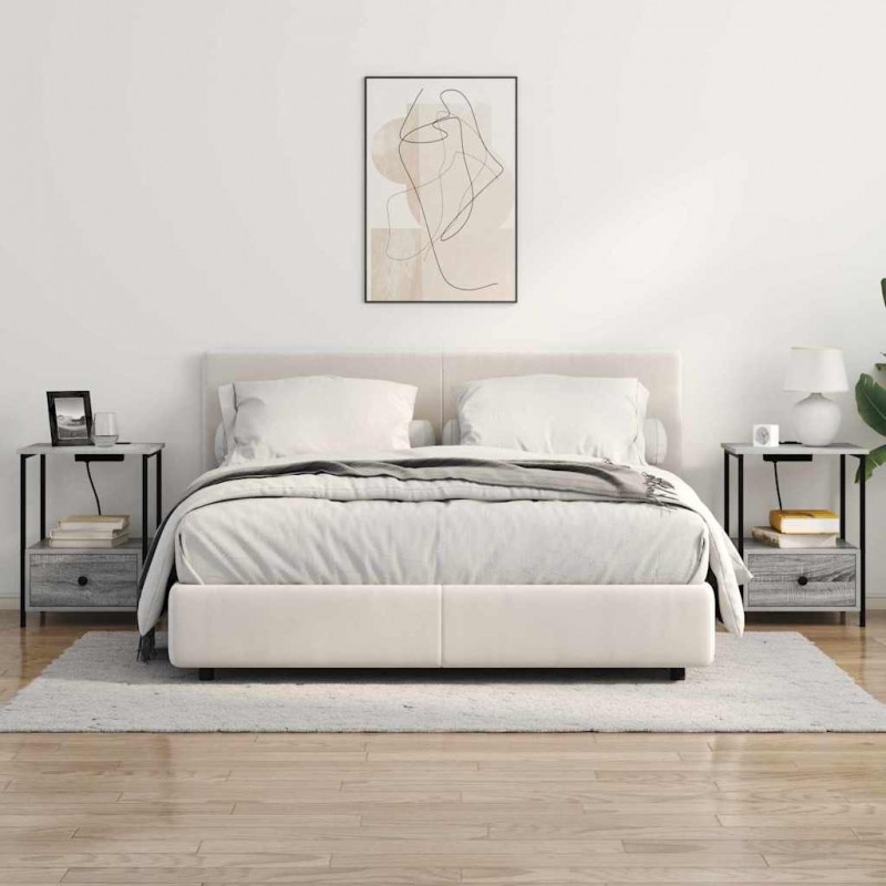 Szafka Nocna z szufladą 2 pcs Szary Sonoma 42 x 41 x 56 cm