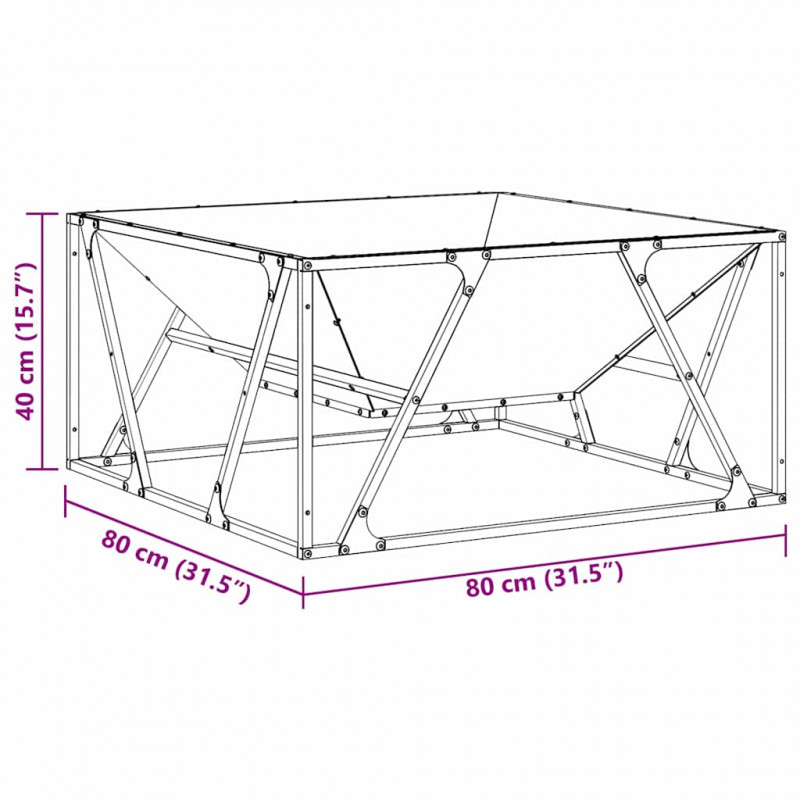 Kominek Czarny 80 x 80 x 40 cm Stal