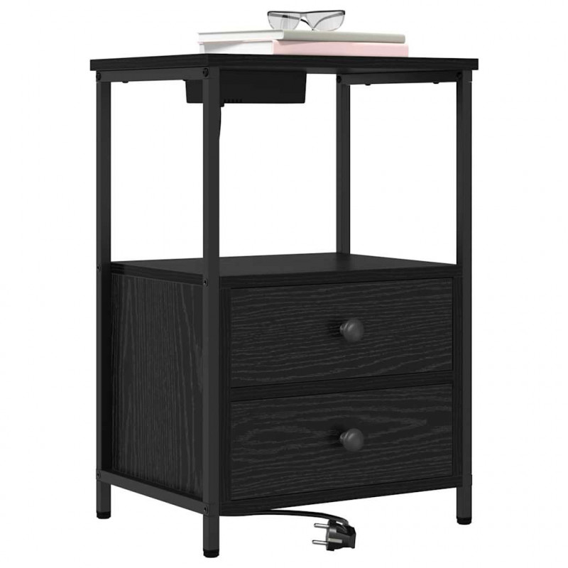 Szafka Nocna z szufladą 2 pcs Czarny Dąb 40 x 31 x 60 cm