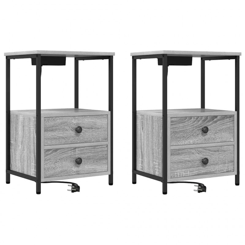 Szafka Nocna z szufladą 2 pcs Szary Sonoma 40 x 31 x 60 cm