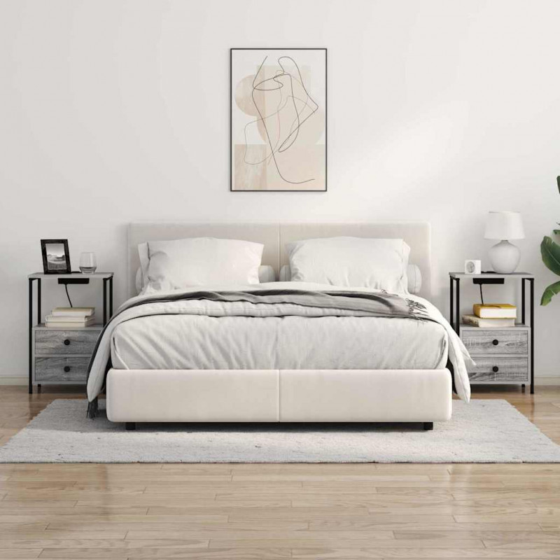 Szafka Nocna z szufladą 2 pcs Szary Sonoma 40 x 31 x 60 cm