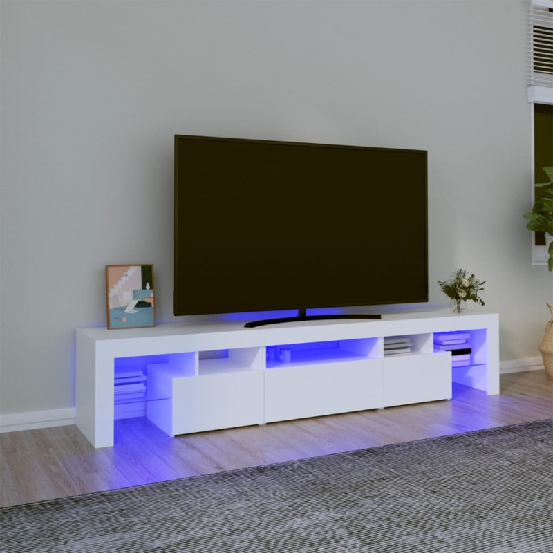 Szafka pod TV z oświetleniem LED, biała 200x36,5x40 cm