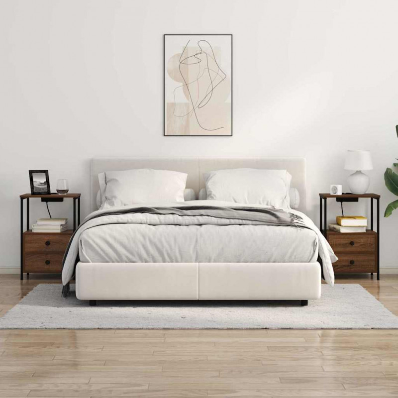 Szafka Nocna z szufladą 2 pcs Brązowy dąb 40 x 31 x 60 cm