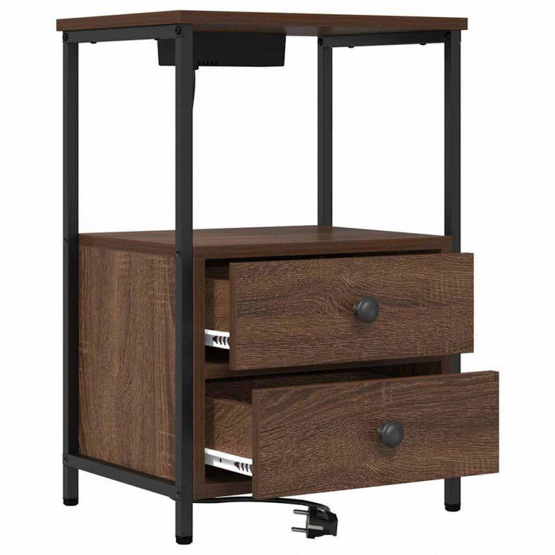 Szafka Nocna z szufladą 2 pcs Brązowy dąb 40 x 31 x 60 cm
