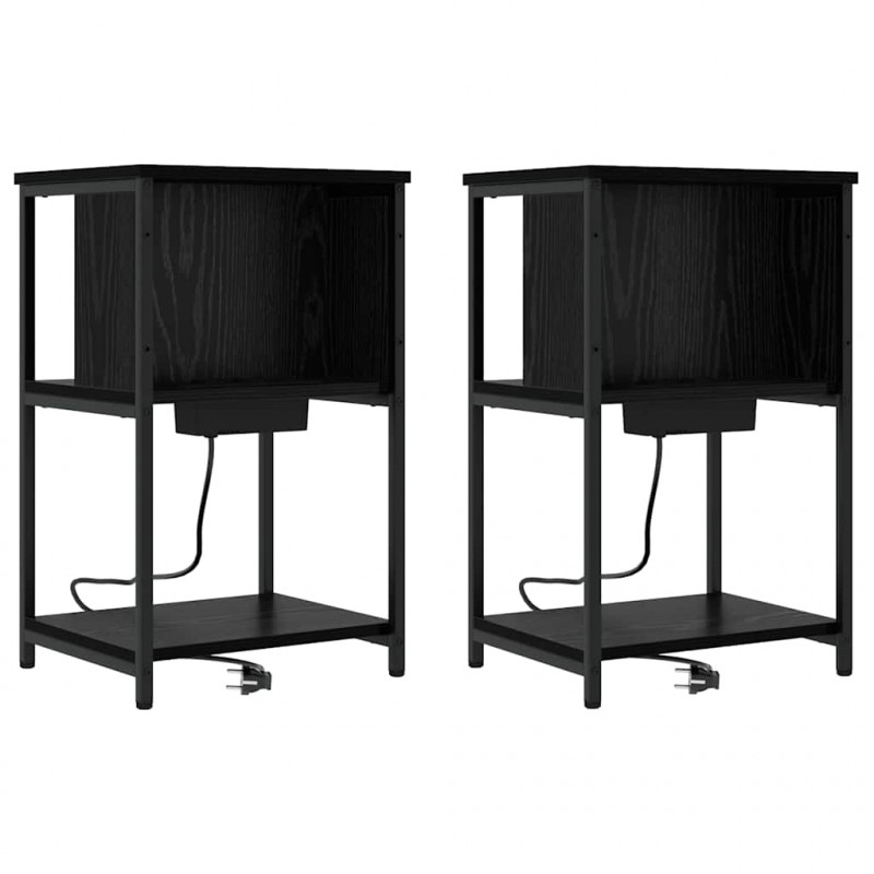Szafka Nocna 2 pcs Czarny Dąb 38 x 31 x 61 cm