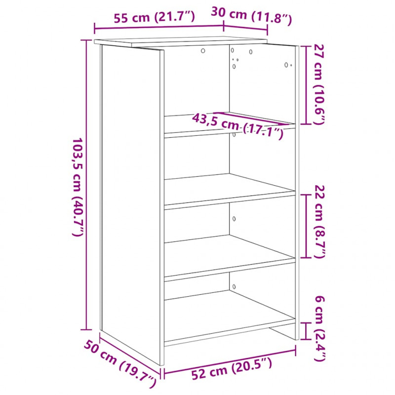 Biurko recepcyjne Sonoma Oak 55x50x103,5 cm Drewno konstrukcyjne