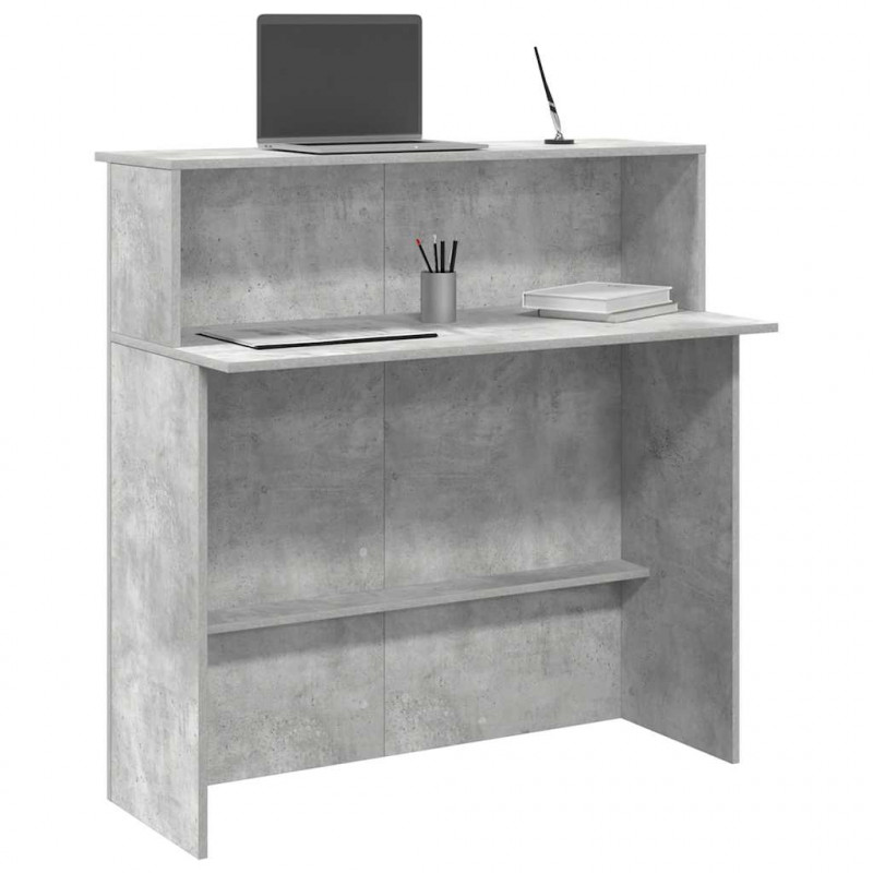 Biurko recepcyjne betonowe szare 100x50x103,5 cm drewno klejone