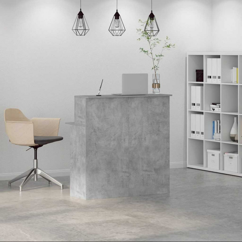 Biurko recepcyjne betonowe szare 100x50x103,5 cm drewno klejone