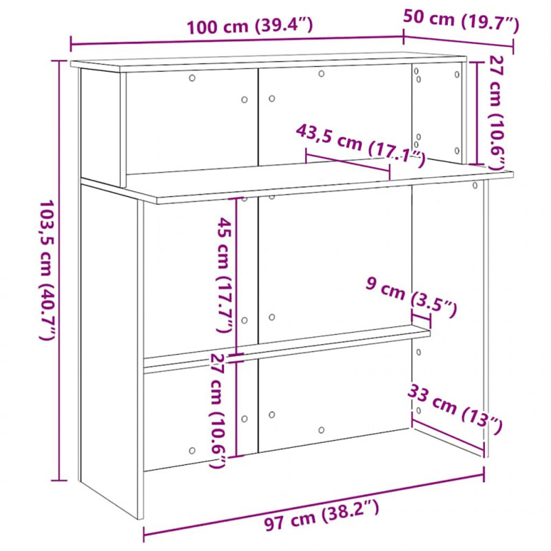 Biurko recepcyjne Stare drewno 100x50x103,5 cm Drewno klejone