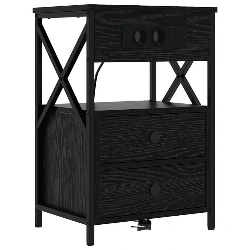Szafka Nocna Czarny Dąb 40 x 31 x 60 cm Materiał drewnopochodny