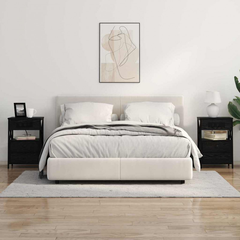 Szafka Nocna Czarny Dąb 40 x 31 x 60 cm Materiał drewnopochodny