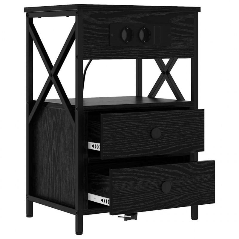 Szafka Nocna z szufladą 2 pcs Czarny Dąb 40 x 31 x 60 cm