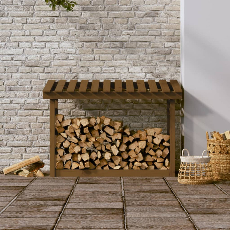 Stojak na drewno opałowe miodowy brąz108x64,5x78cm lite sosnowe