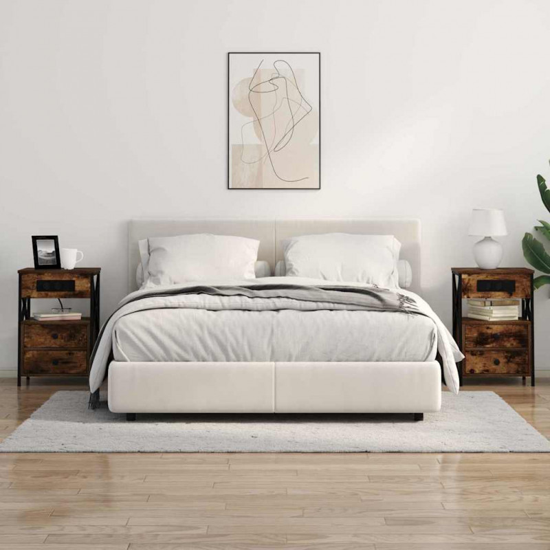 Szafka Nocna z szufladą 2 pcs Dąb wędzony 40 x 31 x 60 cm