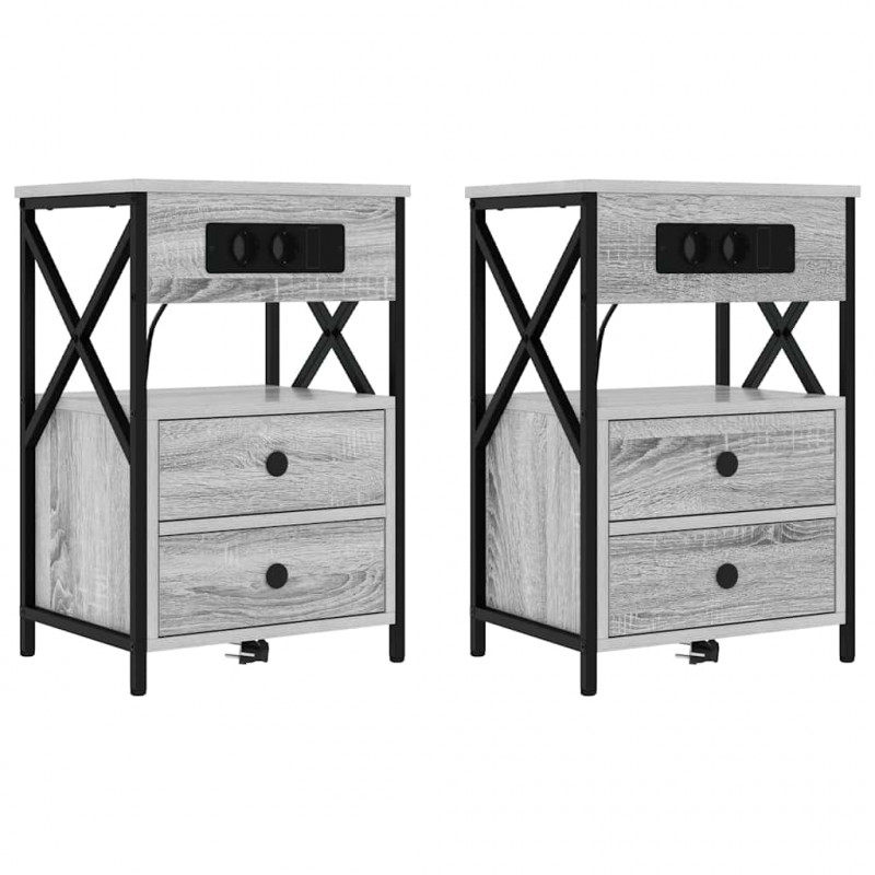 Szafka Nocna z szufladą 2 pcs Szary Sonoma 40 x 31 x 60 cm
