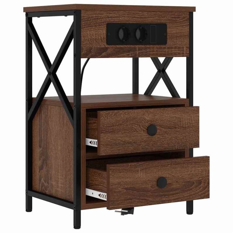 Szafka Nocna z szufladą 2 pcs Brązowy dąb 40 x 31 x 60 cm