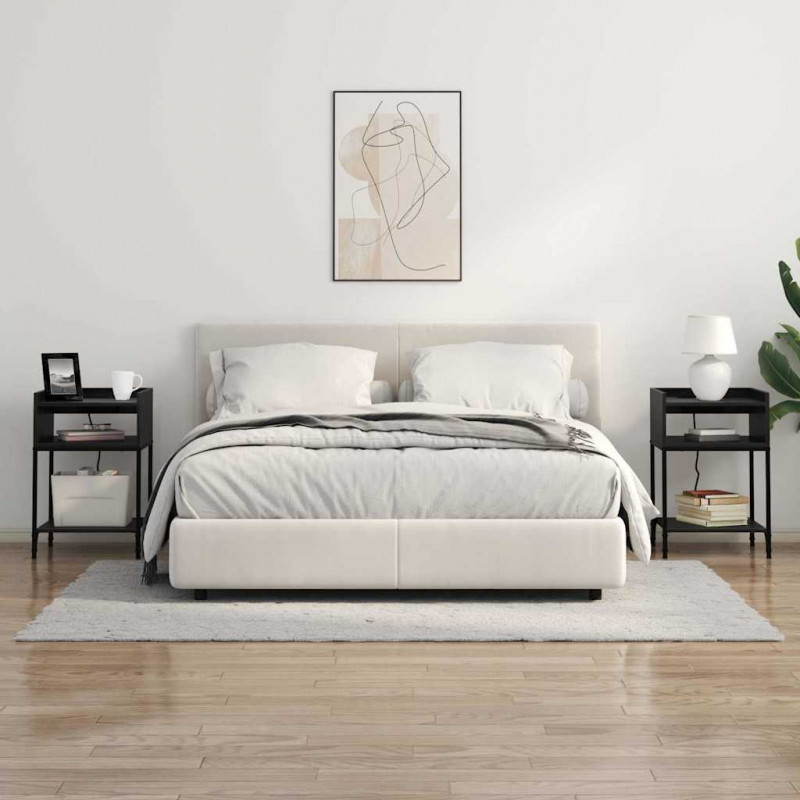 Szafka Nocna z półką 2 pcs Czarny Dąb 40 x 40 x 61 cm