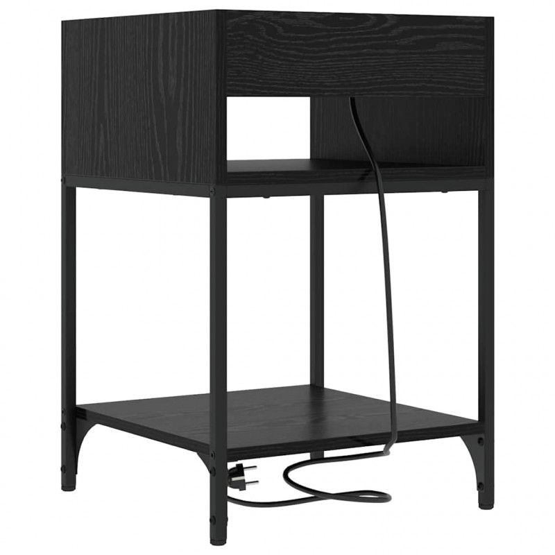 Szafka Nocna z półką 2 pcs Czarny Dąb 40 x 40 x 61 cm