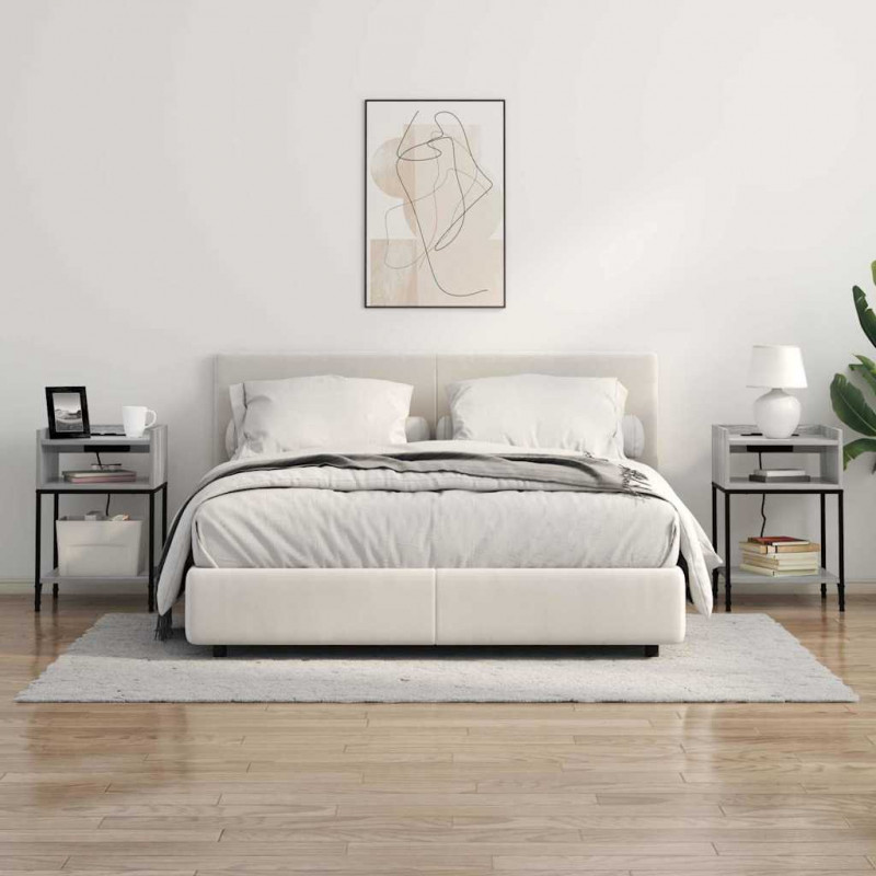 Szafka Nocna z półką 2 pcs Szary Sonoma 40 x 40 x 61 cm