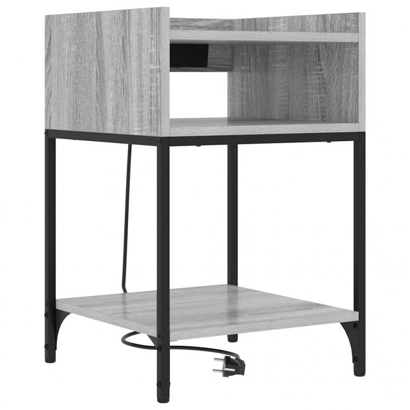 Szafka Nocna z półką 2 pcs Szary Sonoma 40 x 40 x 61 cm