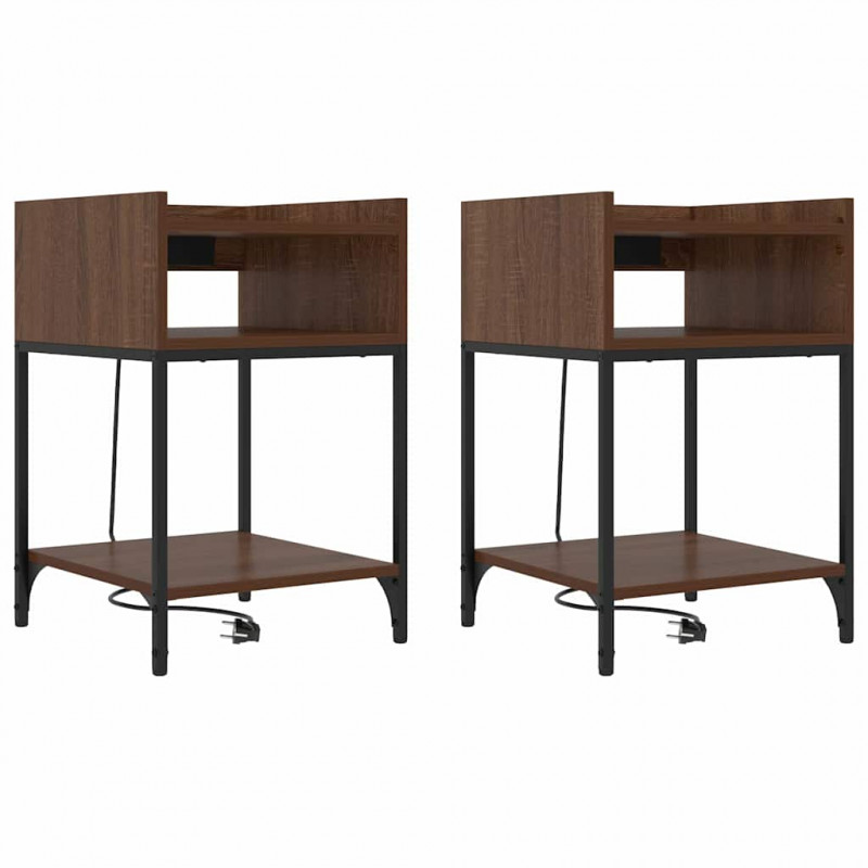 Szafka Nocna z półką 2 pcs Brązowy dąb 40 x 40 x 61 cm