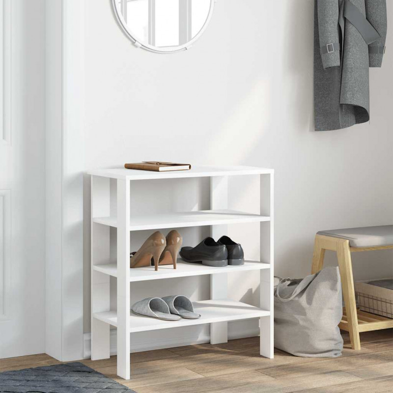 Półka na buty, biała, 61x32x70 cm, materiał drewnopochodny
