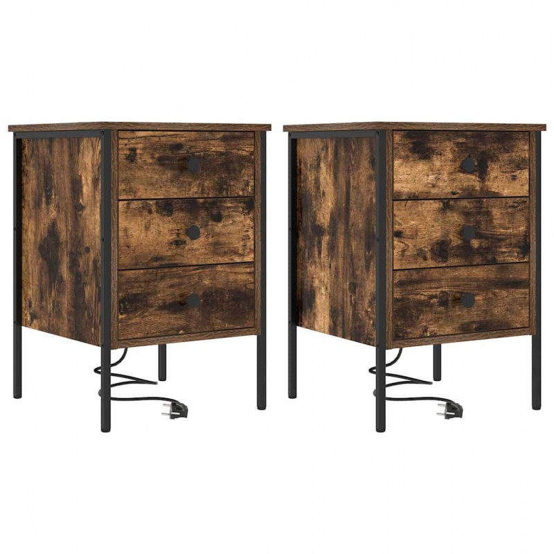 Szafka Nocna z szufladą 2 pcs Dąb wędzony 42 x 41 x 61 cm