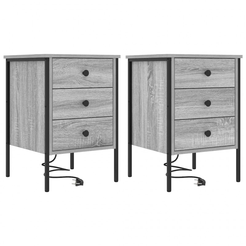 Szafka Nocna z szufladą 2 pcs Szary Sonoma 42 x 41 x 61 cm