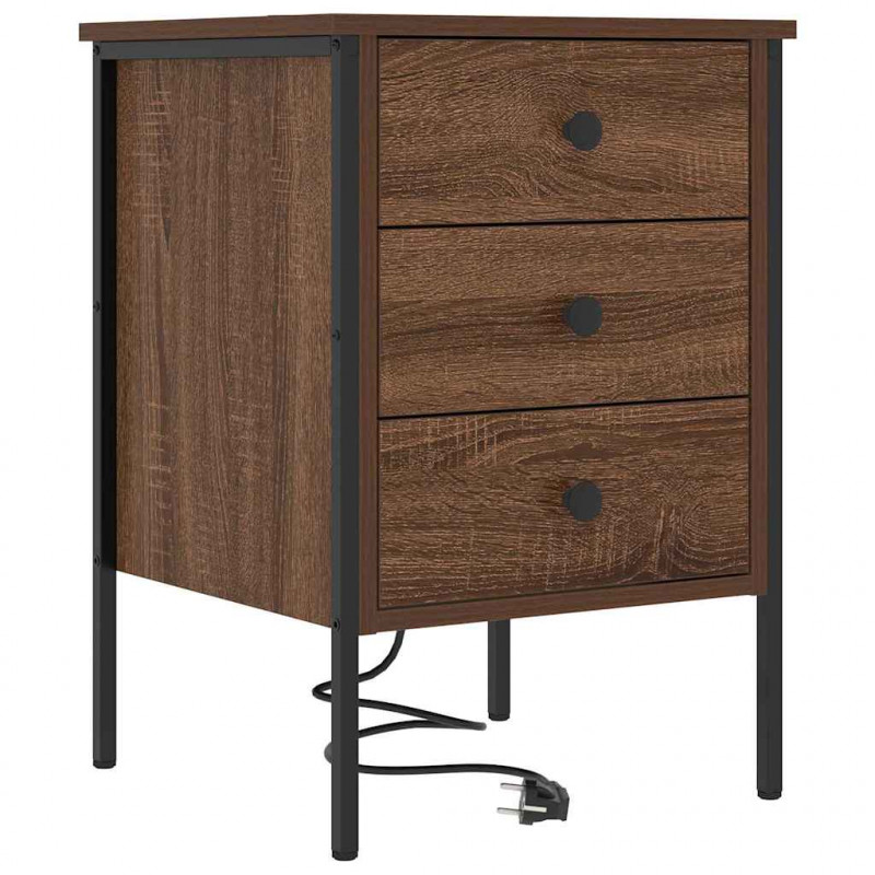 Szafka Nocna z szufladą 2 pcs Brązowy dąb 42 x 41 x 61 cm