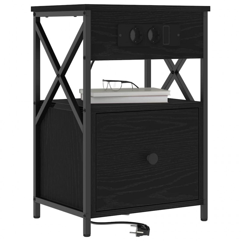 Szafka Nocna Czarny Dąb 40 x 31 x 60 cm Materiał drewnopochodny