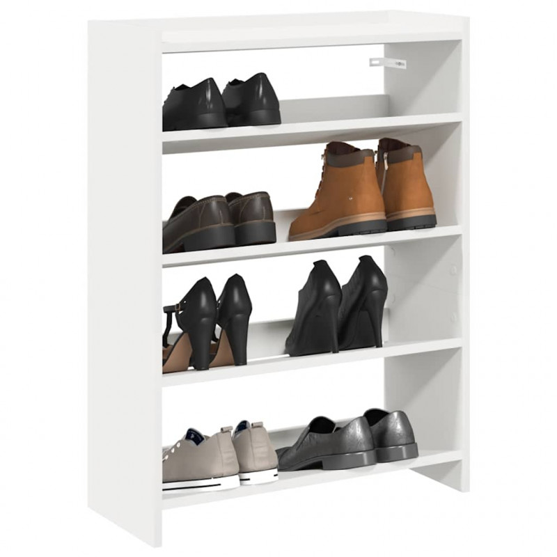 Stojak na buty, biała, 60x25x81 cm, materiał drewnopochodny